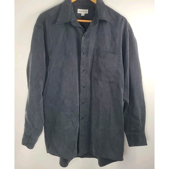 Blenders Other - Pronto Uomo Men's Button Up Shirt Large Gray Long Sleeve Tencel Blend